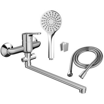 Смеситель Dorff (Дорфф) для ванны и душа с длинным изливом и душевым набором Norma D1095000 хром