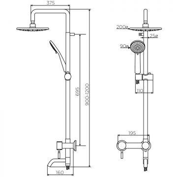 Душевая система Dorff Logic D0703000SS хром