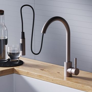 Смеситель Dorff (Дорфф) для кухни с вытяжным изливом Logic D3007511 сатин