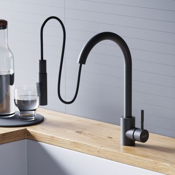 Смеситель Dorff (Дорфф) для кухни с вытяжным изливом Logic D3007522 черный