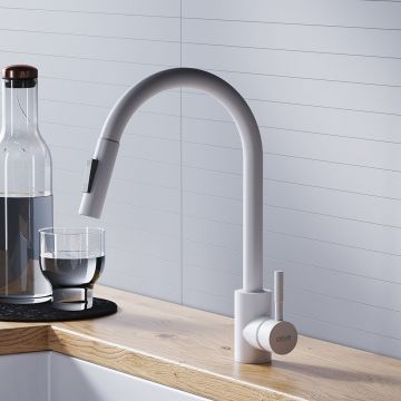 Смеситель Dorff (Дорфф) для кухни с вытяжным изливом Logic D3007533 белый