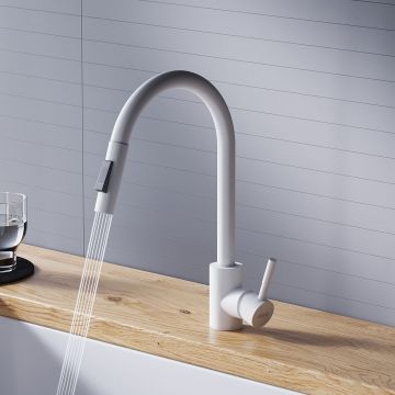 Смеситель Dorff (Дорфф) для кухни с вытяжным изливом Logic D3007533 белый