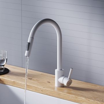 Смеситель Dorff (Дорфф) для кухни с вытяжным изливом Logic D3007533 белый