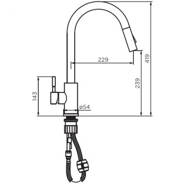 Смеситель Dorff (Дорфф) для кухни с вытяжным изливом Logic D3007533 белый