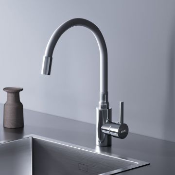 Смеситель Dorff (Дорфф) для кухни с гибким изливом Logic D3007633 белый