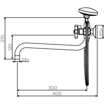 Смеситель Dorff (Дорфф) для ванны и душа с длинным изливом и душевым набором Vintage D6095000 хром
