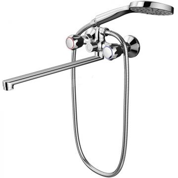 Смеситель Dorff (Дорфф) для ванны и душа с длинным изливом и душевым набором Modern D7095000 хром