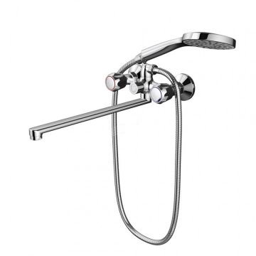 Смеситель Dorff (Дорфф) для ванны и душа с длинным изливом и душевым набором Modern D7095000 хром