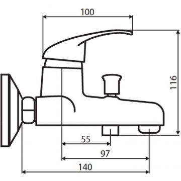 Смеситель Dorff (Дорфф) для ванны и душа, полимер Comfort D8010000 хром