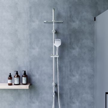 Душевая система Dorff (Дорфф) Norma, хром, квадратные лейки, серый, D0712000