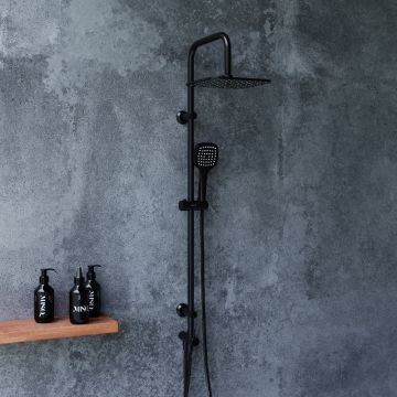 Душевая система Dorff (Дорфф) Norma, черная, квадратные лейки, D0712020