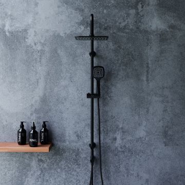 Душевая система Dorff (Дорфф) Norma, черная, квадратные лейки, D0712020