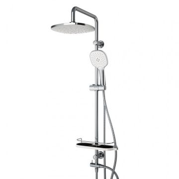 Душевая система Dorff (Дорфф) Prime, тропический душ, ручной душ 5 функций, шланг 175 мм, хром, белый, D0740000