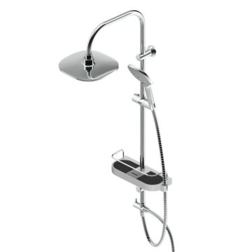 Душевая система Dorff (Дорфф) Prime, тропический душ, ручной душ 5 функций, шланг 175 мм, хром, белый, D0740000