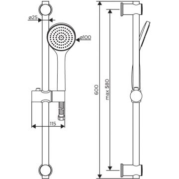 Душевой комплект Dorff (Дорфф) Comfort, ручной душ, стойка 600 мм, черный, D0108000BL