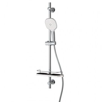 Душевой комплект Dorff (Дорфф) Prime, ручной душ 5 функций, стойка 600 мм, шланг 175 мм, хром, белый, D0140000
