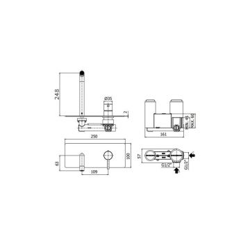 Смеситель для раковины Paffoni (Паффони) Light LIG106HGSP скрытого монтажа, золото медовое брашированное