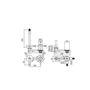 Смеситель для раковины Paffoni (Паффони) Light LIG106NKN70 скрытого монтажа, никель черный
