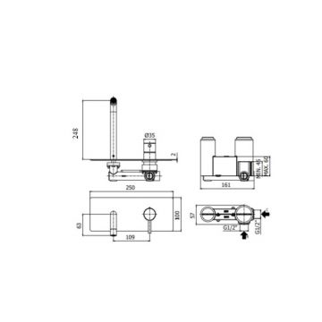 Смеситель для раковины Paffoni (Паффони) Light LIG106ST скрытого монтажа, сталь
