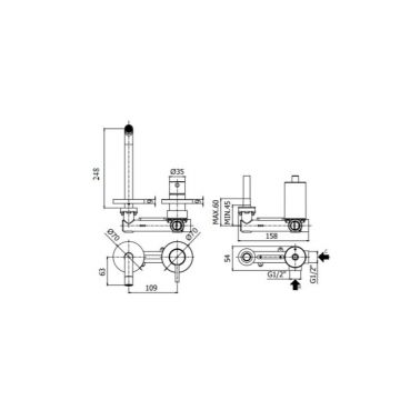 Смеситель для раковины Paffoni (Паффони) Light LIG106ST70 скрытого монтажа, сталь