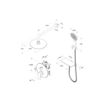 Душевая система Milardo (Милардо) Rora скрытого монтажа с тропическим душем и ручным душем, черный матовый, RORBL02M67