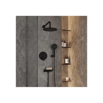 Душевая система Milardo (Милардо) Rora скрытого монтажа с тропическим душем и ручным душем, черный матовый, RORBL02M67