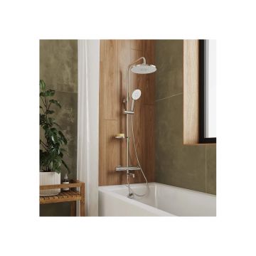 Смеситель термостатический для ванны Milardo (Милардо) Ideal Spa со стойкой и тропической лейкой, глянцевый хром, ILSSBTHM06