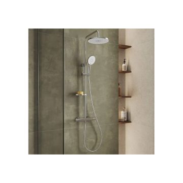 Смеситель термостатический для душа Milardo (Милардо) Ideal Spa со стойкой и тропической лейкой, глянцевый хром, ILSSBTHM89