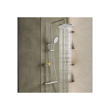 Смеситель термостатический для душа Milardo (Милардо) Ideal Spa со стойкой и тропической лейкой, глянцевый хром, ILSSBTHM89