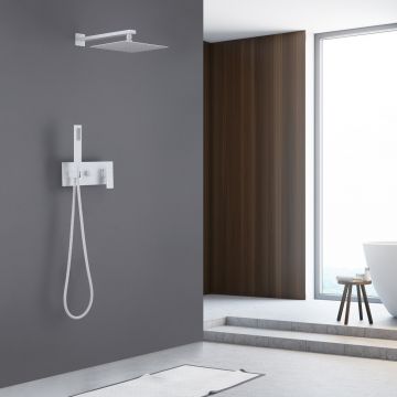 Душевая система Abber (Аббер) Daheim AF8218W скрытого монтажа без излива, белая матовая