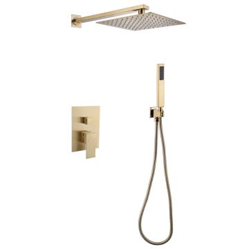 Душевая система Abber (Аббер) Daheim AF8219G скрытого монтажа без излива, золото матовое