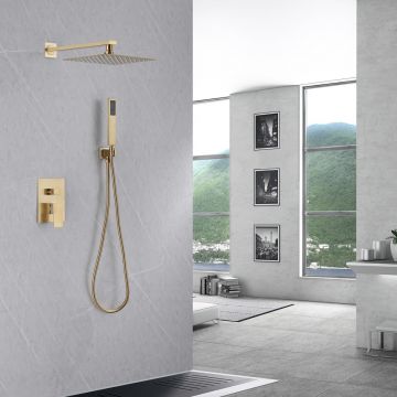 Душевая система Abber (Аббер) Daheim AF8219G скрытого монтажа без излива, золото матовое