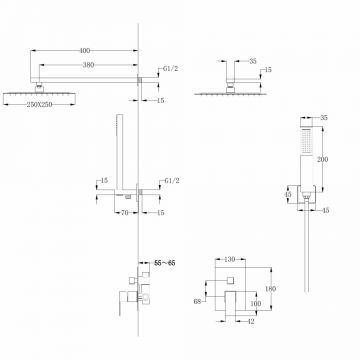 Душевая система Abber (Аббер) Daheim AF8219W скрытого монтажа без излива, белая матовая