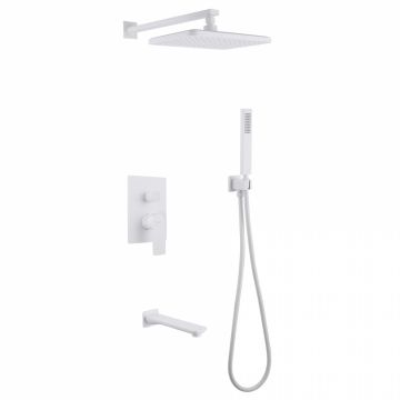 Душевая система Abber (Аббер) Weiss Insel AF8017FW скрытого монтажа с изливом, белый матовый