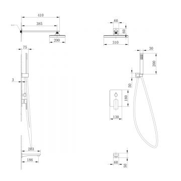 Душевая система Abber (Аббер) Weiss Insel AF8017FW скрытого монтажа с изливом, белый матовый