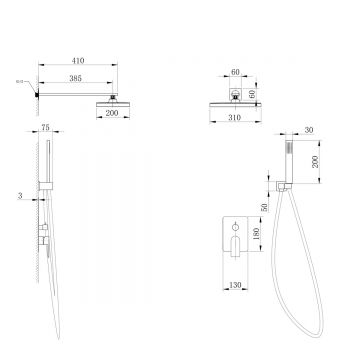 Душевая система Abber (Аббер) Weiss Insel AF8018FW скрытого монтажа без излива, белый матовый