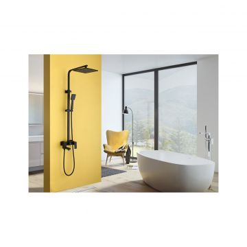 Душевая стойка Abber (Аббер) Daheim AF8216BL с изливом, черный матовый