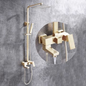 Душевая стойка Abber (Аббер) Daheim AF8216GL с изливом, золото матовое