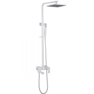 Душевая стойка Abber (Аббер) Daheim AF8216WL с изливом, белая матовая