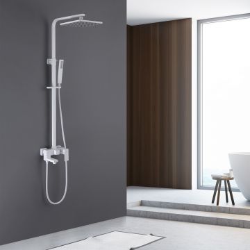 Душевая стойка Abber (Аббер) Daheim AF8216WL с изливом, белая матовая