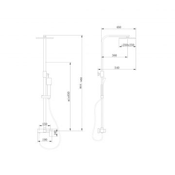 Душевая стойка Abber (Аббер) Daheim AF8220BL без излива, черный матовый