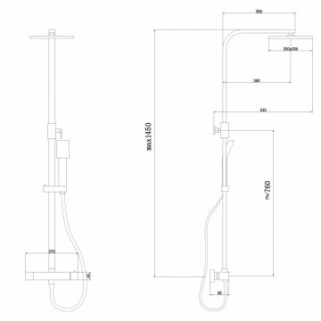 Душевая стойка Abber (Аббер) Daheim AF8260L с термостатом без излива, хром