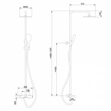 Душевая стойка Abber (Аббер) Emotion AF8816BL с изливом, черный матовый