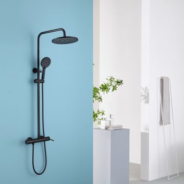 Душевая стойка Abber (Аббер) Emotion AF8816BL с изливом, черный матовый