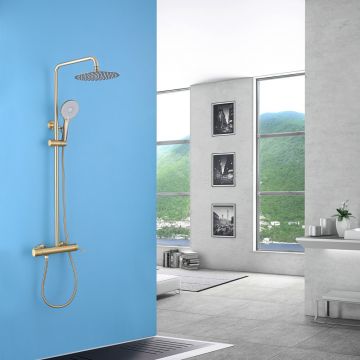 Душевая стойка Abber (Аббер) Emotion AF8816GL с изливом, золото матовое