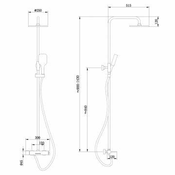 Душевая стойка Abber (Аббер) Emotion AF8816L с изливом, хром