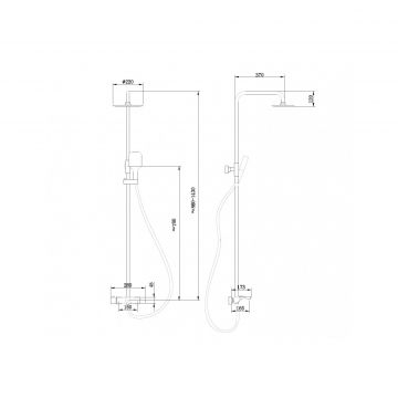Душевая стойка Abber (Аббер) Thermostat AF8516BL с термостатом и изливом, черный матовый