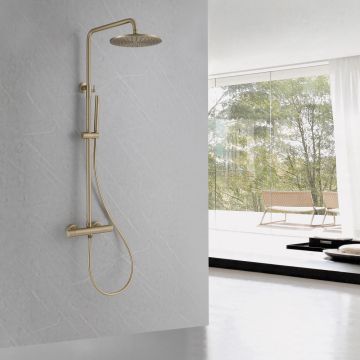 Душевая стойка Abber (Аббер) Wasser Kreis AF8160GL с термостатом без излива, золото матовое