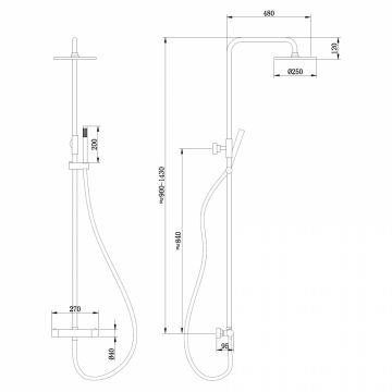 Душевая стойка Abber (Аббер) Wasser Kreis AF8160L с термостатом без излива, хром