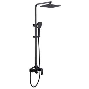 Душевая стойка Abber (Аббер) Wasserfall AF8616BL с изливом, черный матовый